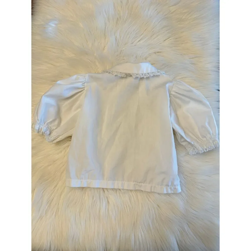 Vintage Peter Pan collar blouse with‎ ruffle detailing white EUC - Picture 4 of 6